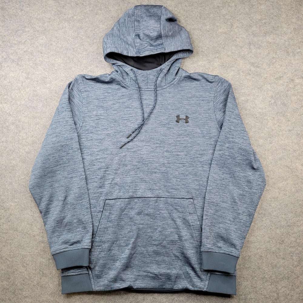 Under Armour Hoodie Mens Medium Gray ColdGear Fleece Pullover Sweatshirt Logo‎